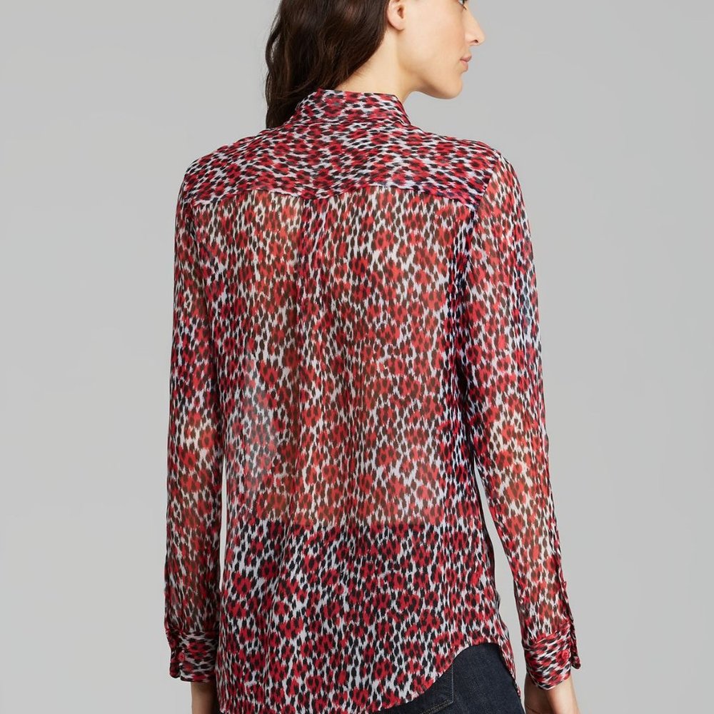 Equipment โข Slim Signature Leopard Print Silk Top - Picture 2 of 5